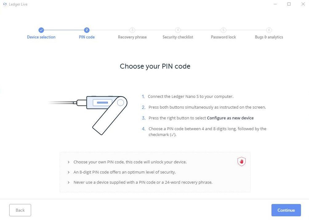Ledger Live - Select PIN